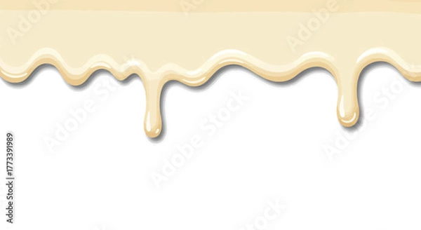 Fototapeta Smooth white liquid dripping, creating a rich and sweet flowing texture, perfect for dessert and confectionery designs