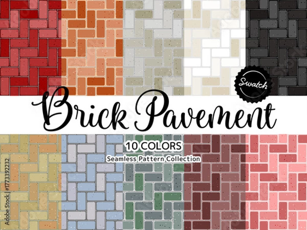 Obraz 色違いのシームレスパターンのセット レンガ 歩道