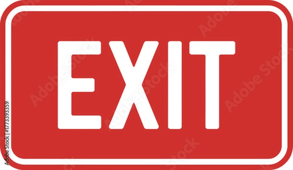Fototapeta Red Exit Sign with White Text Indicating an Emergency Exit Route