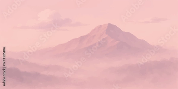 Fototapeta majestic mountains shrouded in fog and clouds at sunrise create a stunning nature landscape view
