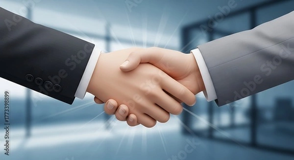 Obraz Business handshake symbolizing partnership in a modern office setting