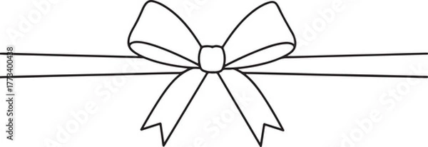 Obraz Minimalist Decorative Bow Line Art – Elegant Ribbon Knot for Gift Wrapping, Fashion & Design