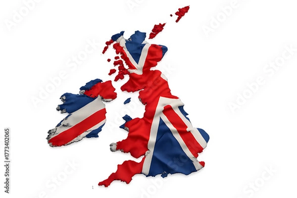 Obraz United Kingdom Map with Union Jack Flag — 3D Realistic Country Design