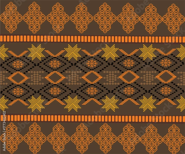 Fototapeta seamless floral pattern with pixel art 