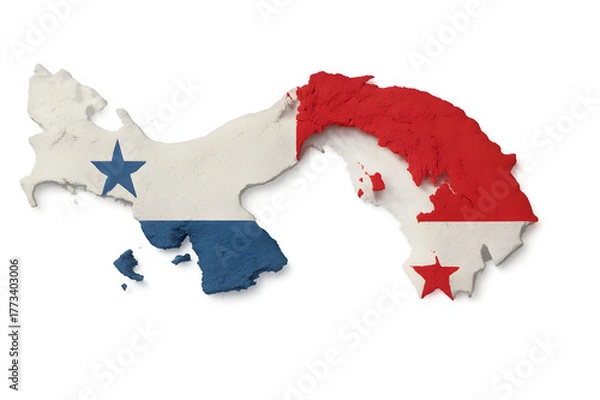Fototapeta Panama Map with National Flag – 3D PNG Isolated on White Background