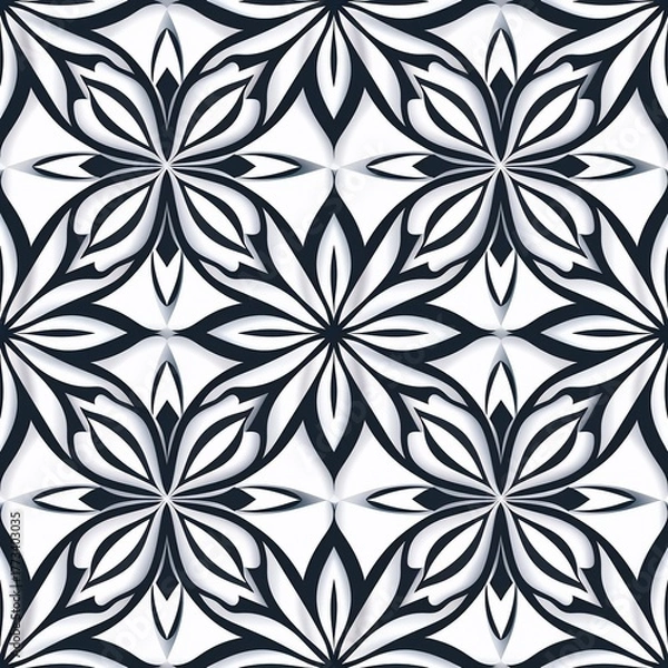 Fototapeta Intricate floral, repeating pattern.  Symmetrical,  elegant design
