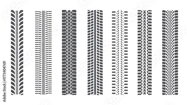 Obraz Collection of diverse tire tread patterns for vehicles