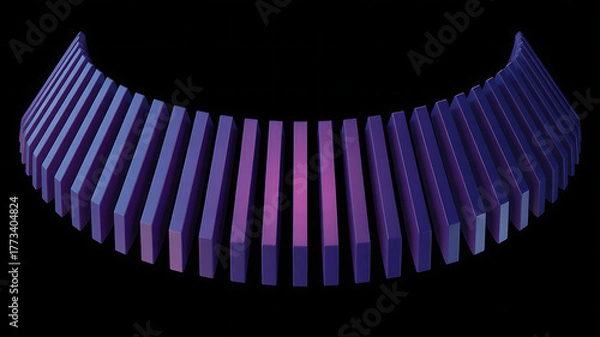 Obraz Curved array of purple and blue rectangular prisms