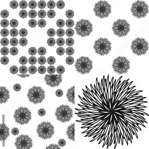 Fototapeta printed tiles of Black and white Chrysanthemum dot, seamless pattern, pink flowers, seamless pattern with pink flowers repeat style, replete image design for fabric printing