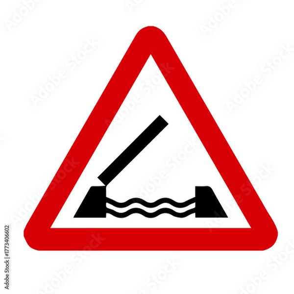 Obraz Open Bridge Warning Sign warns drivers that a bridge ahead can be opened or raised.