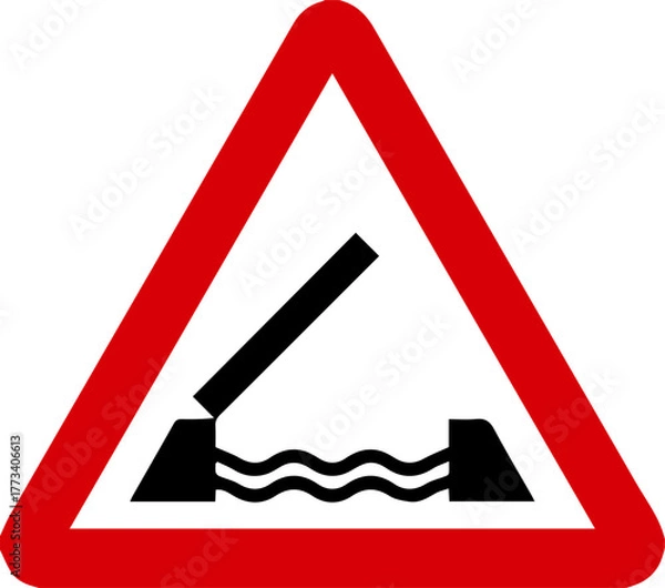 Obraz Open Bridge Warning Sign warns drivers that a bridge ahead can be opened or raised.