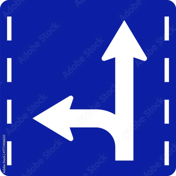 Obraz Signs-requiring-you-to-go-straight-or-turn-left-only