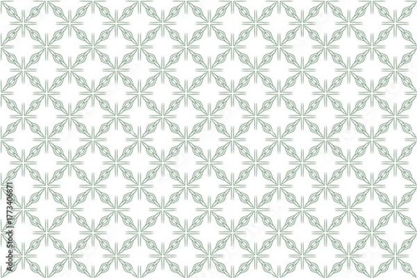 Obraz Geometric Leaf Pattern Wallpaper With Repeating Star Shapes In Soft Green Tones, Elegant Seamless Design Texture