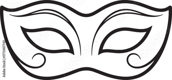 Obraz Elegant Black Masquerade Mask Vector – Minimalist Carnival Costume Icon for Mystery, Theater, and Celebration Themes