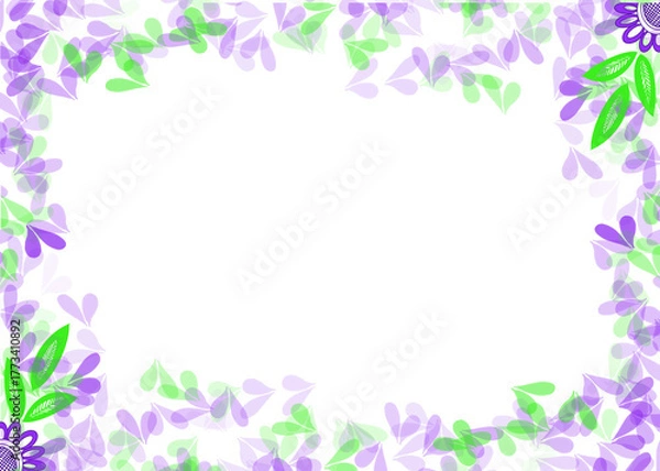Obraz bright watercolor style frame with purple and green leaf or floral elements on white