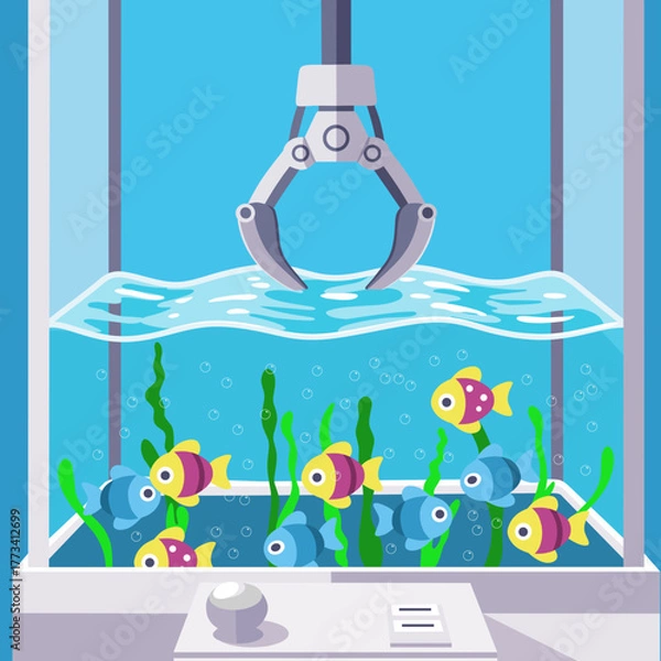 Obraz Aquarium claw machine illustration