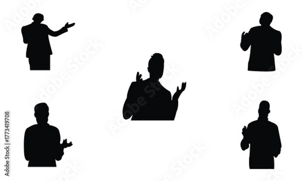 Obraz Man Speaking Silhouette And Vector Illustration Collection
