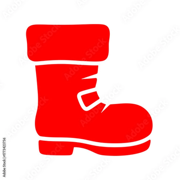 Fototapeta Bold red work boot symbol representing strength and reliability