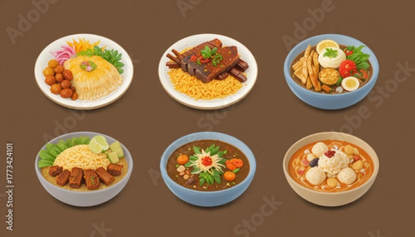 Fototapeta set of different kinds of food