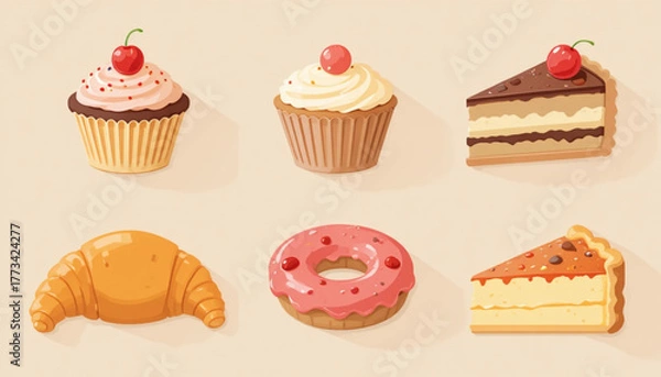 Obraz set of cakes and sweets