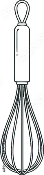 Obraz Simple line drawing of a kitchen whisk, a tool for mixing ingredients