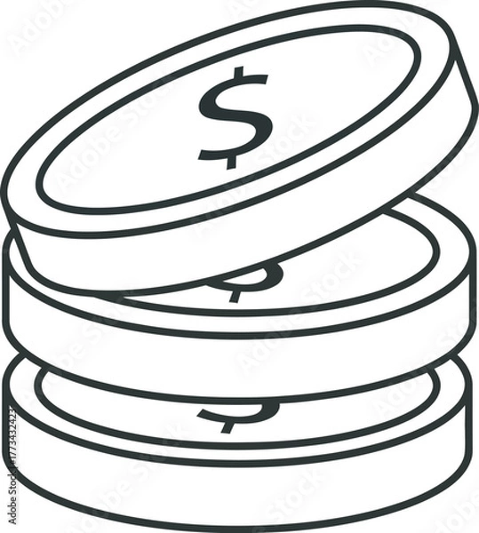 Obraz Stack of coins with dollar signs, symbolizing wealth and financial growth.