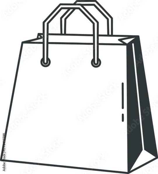 Obraz Simple outline illustration of a white shopping bag with handles