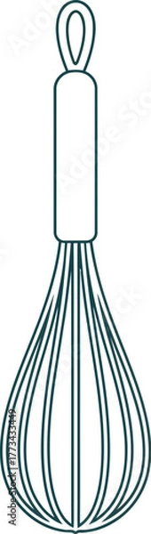Obraz Simple line drawing of a kitchen whisk, ready for cooking or baking preparation.