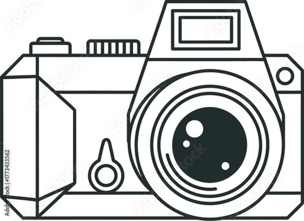 Obraz Retro camera illustration with focus on the lens and viewfinder