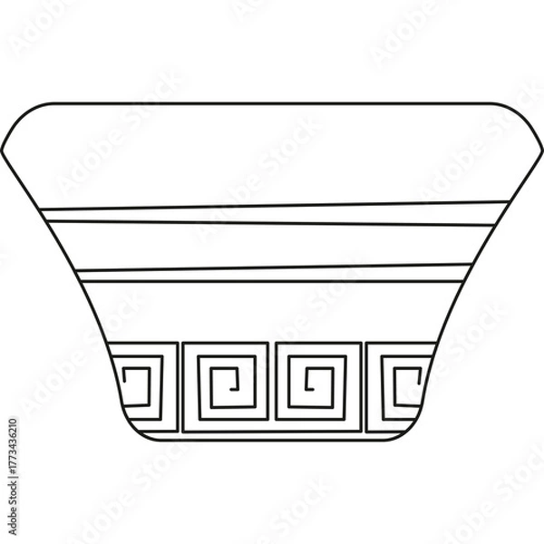 Obraz Greek Meander Pattern Vase Outline Vector Art Ancient Pottery Design