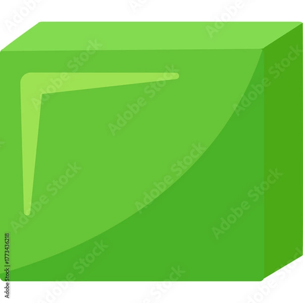 Obraz Green 3D Cube Shape With Subtle Light Reflections And Sharp Edges On A Transparent Background