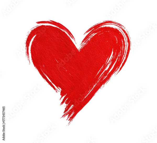 Fototapeta A vibrant red, hand-drawn heart with a textured, brushstroke appearance