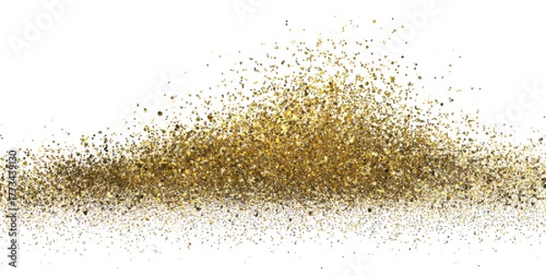 Fototapeta Glittering abstract sand dune with golden sparkles, on black