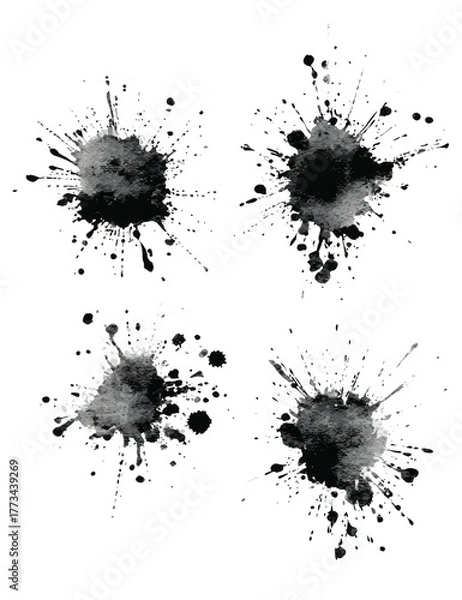 Fototapeta Four dark explosive bursts on a black background