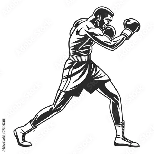 Obraz Vintage monochrome strong boxer in gloves