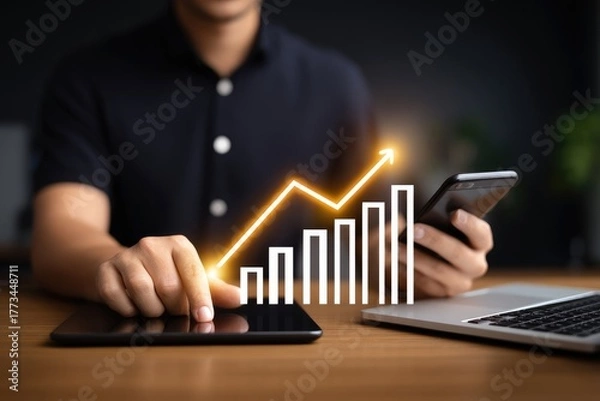 Obraz Enhancing business performance with marketing dashboards analyzing client engagement statistics for strategic advertising reports