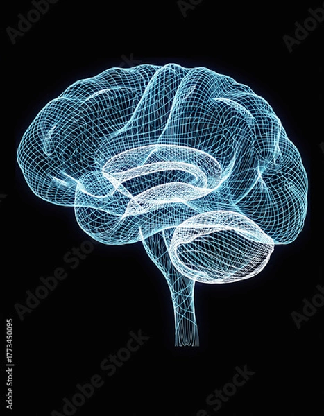 Obraz glowing connected lines forming digital brain shape