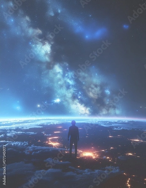 Obraz ar interface layers floating in dark cyber space