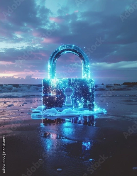 Obraz glowing data lock symbolizing futuristic cyber security