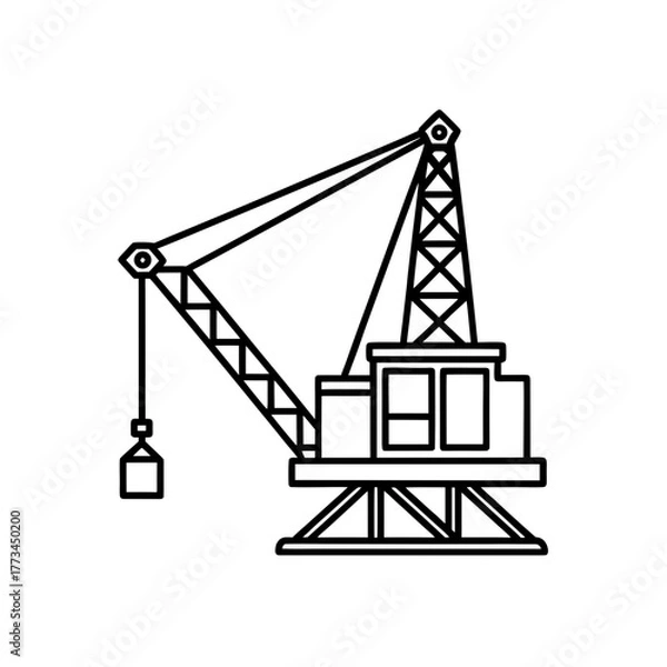 Fototapeta Outlined construction crane art on transparent background