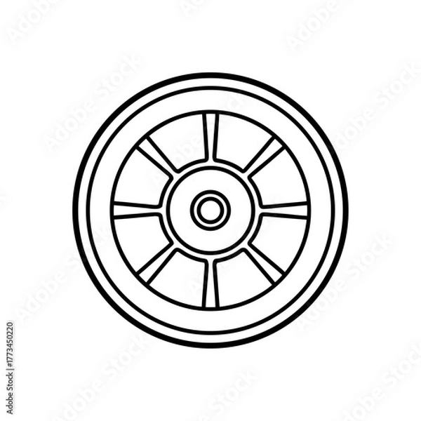 Fototapeta Outline of a simple wheel on transparent background