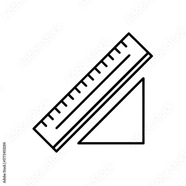Fototapeta Ruler and triangle line drawing on transparent background