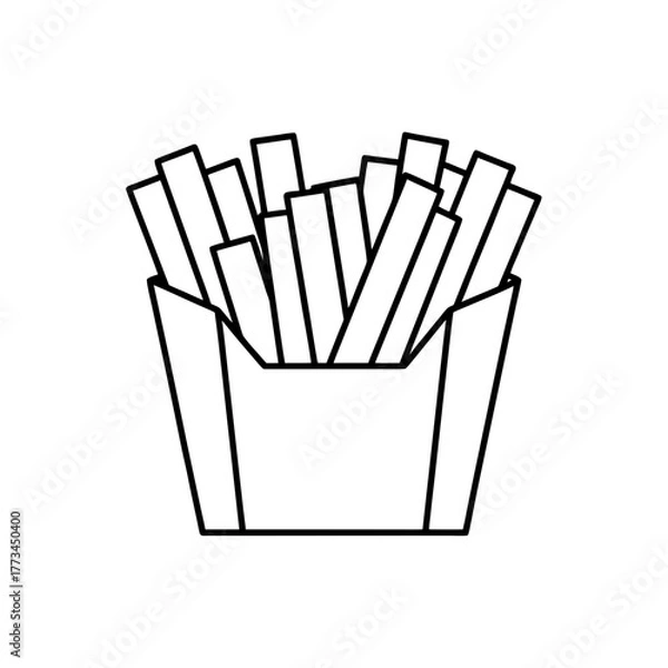 Fototapeta Outline of french fries in box on transparent background