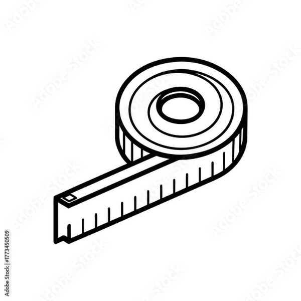 Fototapeta Illustration of a tape measure on transparent background