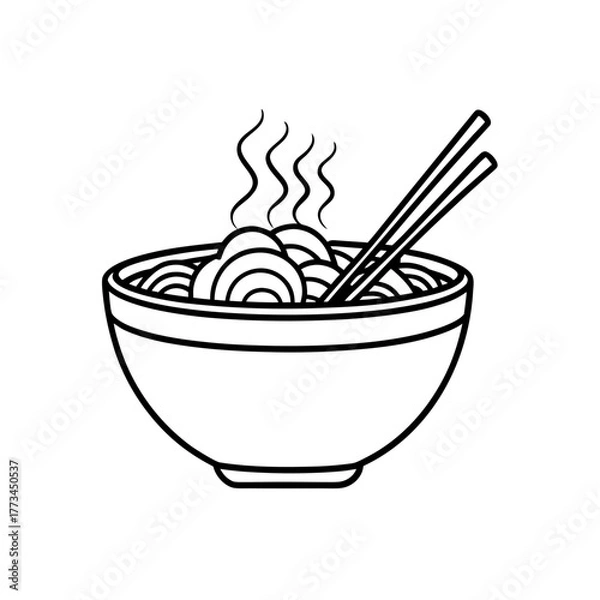 Fototapeta Bowl of noodles with chopsticks on transparent background