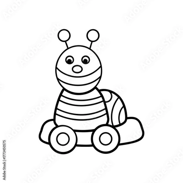 Fototapeta Cartoon bug on wheels drawing on transparent background