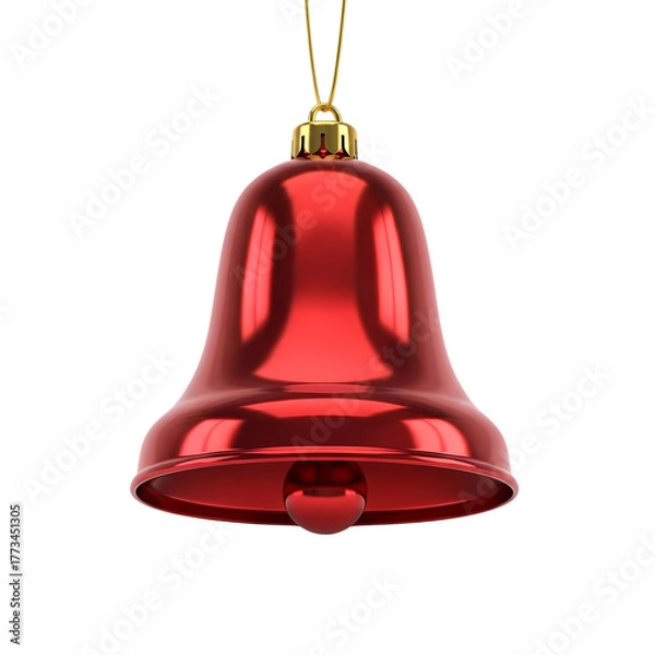 Obraz Shiny red Christmas bell ornament ready for festive holiday season