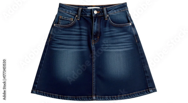 Fototapeta Denim aline skirt isolated on transparent background, a stylish and versatile wardrobe staple