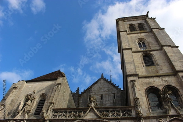 Obraz Auxonne, église Notre-Dame, façade en contreplongée