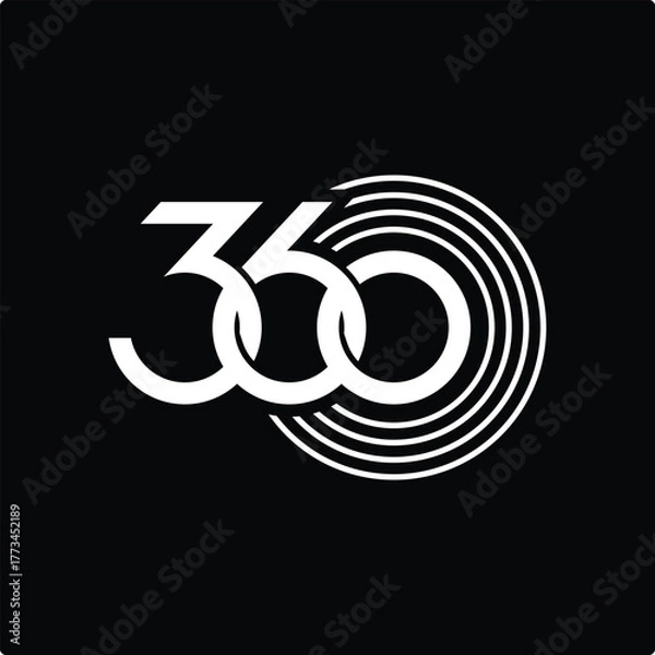 Obraz three hundred sixty logo design, 360 symbol icon vector